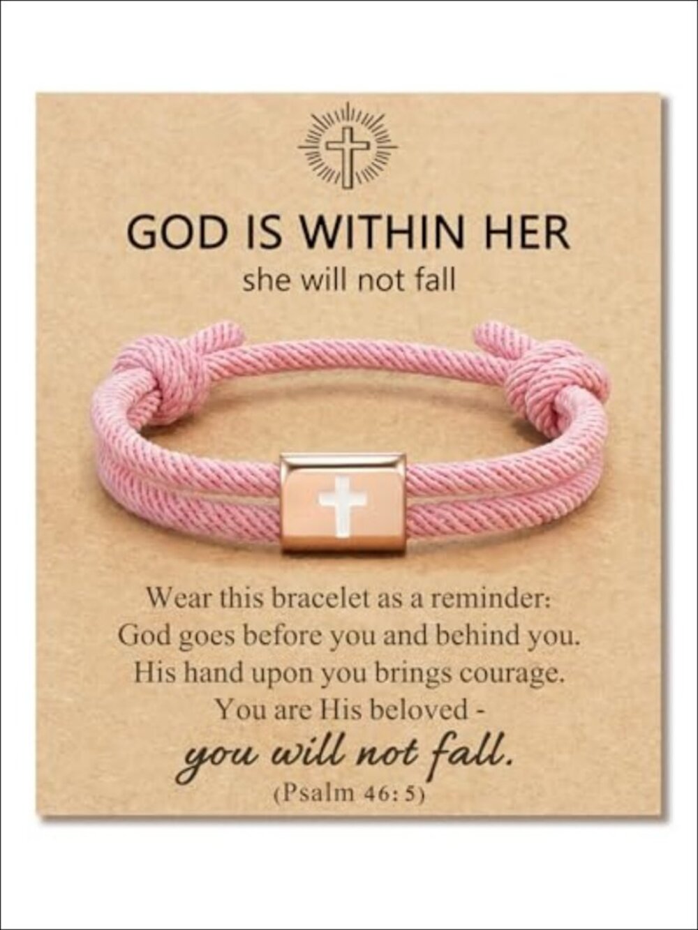 Cross Bracelet Baptism Gift for Girls Adjustable Rope Wristband Christian